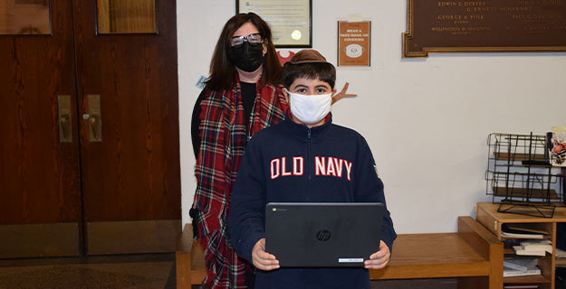 Sixth grader Yonah Lalehzari With Teacher Dara Perlow
