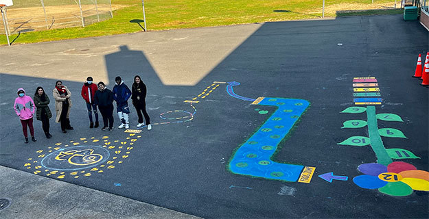 Students With Chalk Artwork