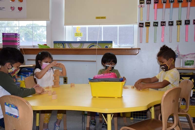 Students Building With Blocks