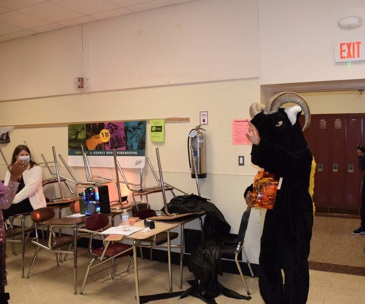 At the end of West Hempstead Middle School’s Haunted Halloween Whodunit, it was revealed that the Rams mascot stole the candy jar.