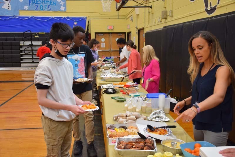 Staff and Students at International luncheon