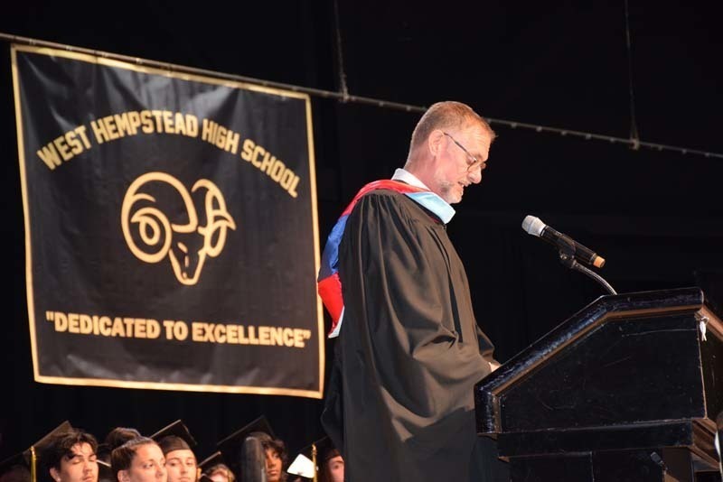 A speech being given at graduation