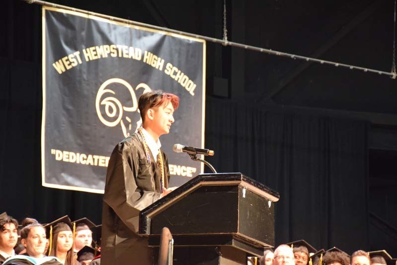 A speech being given at the graduation ceremony