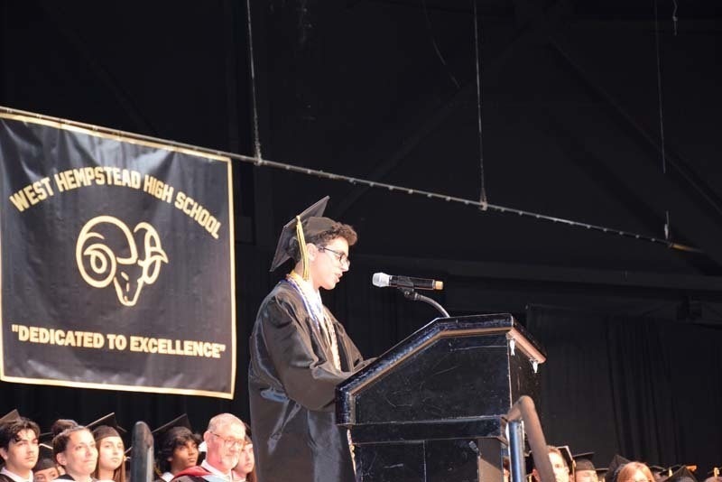 A speech being given at the graduation ceremony