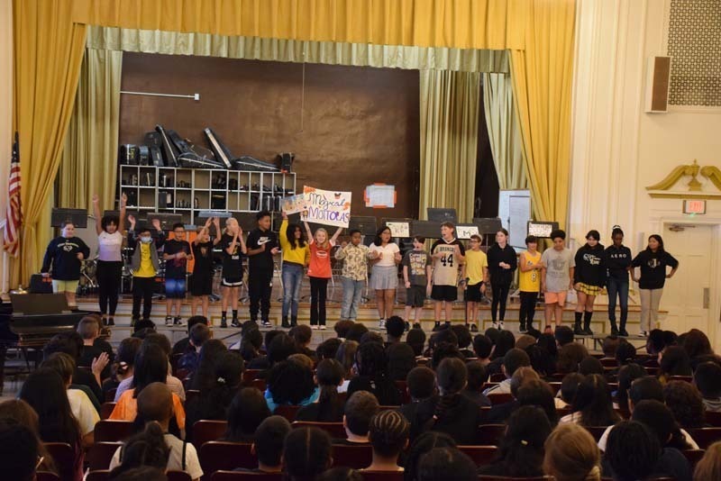 Students at George Washington School on Stage